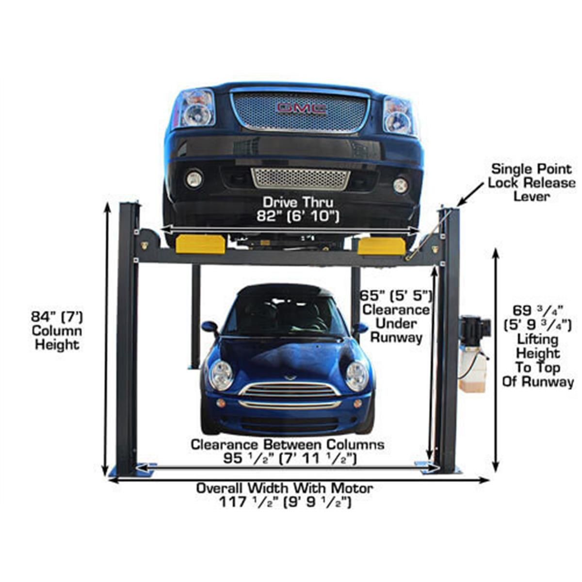 408SL Hobbyist Super Deluxe Portable Hobbyist 4-Post Lift 8000 lb. Capacity