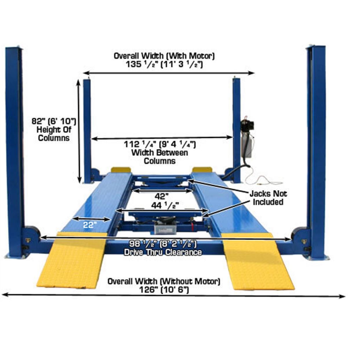412 Commercial Grade 4-Post Lift 12,000 lb. Capacity