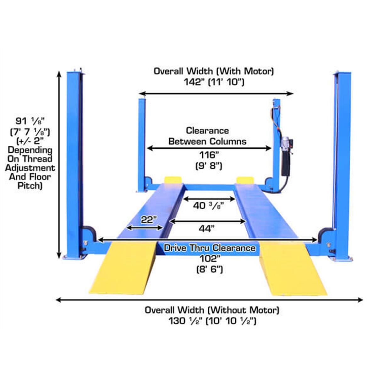 414A Commercial Grade Alignment 4-Post Lift 14,000 lb. Capacity