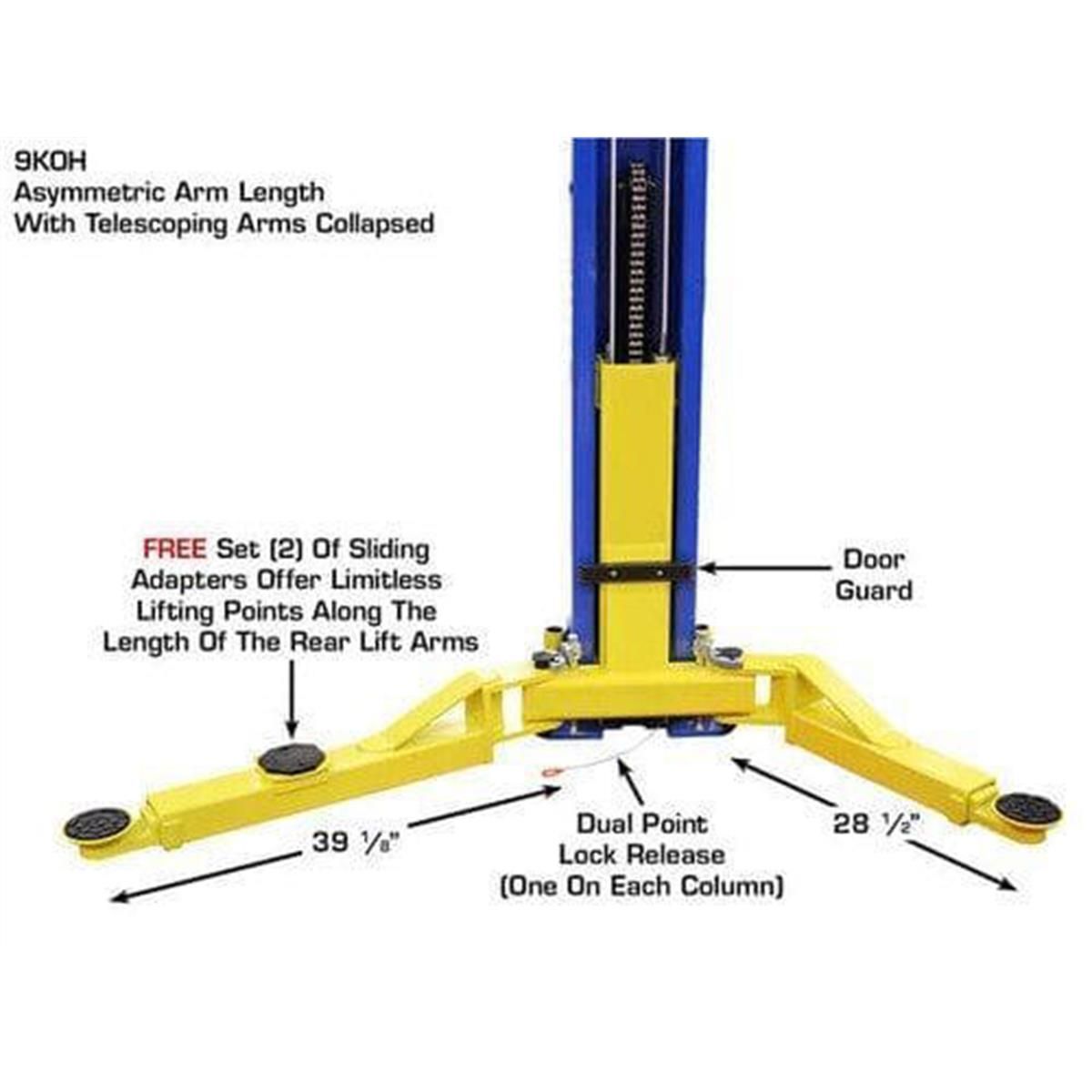 9KOHX Overhead 2-Post Lift 9,000 lb. Capacity