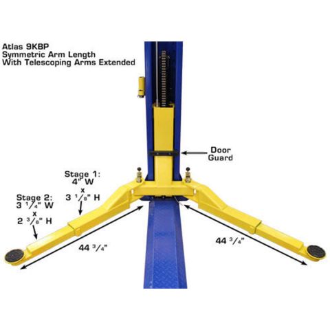 9KBPX Baseplate 2-Post Lift 9,000 lb. Capacity