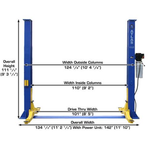 9KBPX Baseplate 2-Post Lift 9,000 lb. Capacity