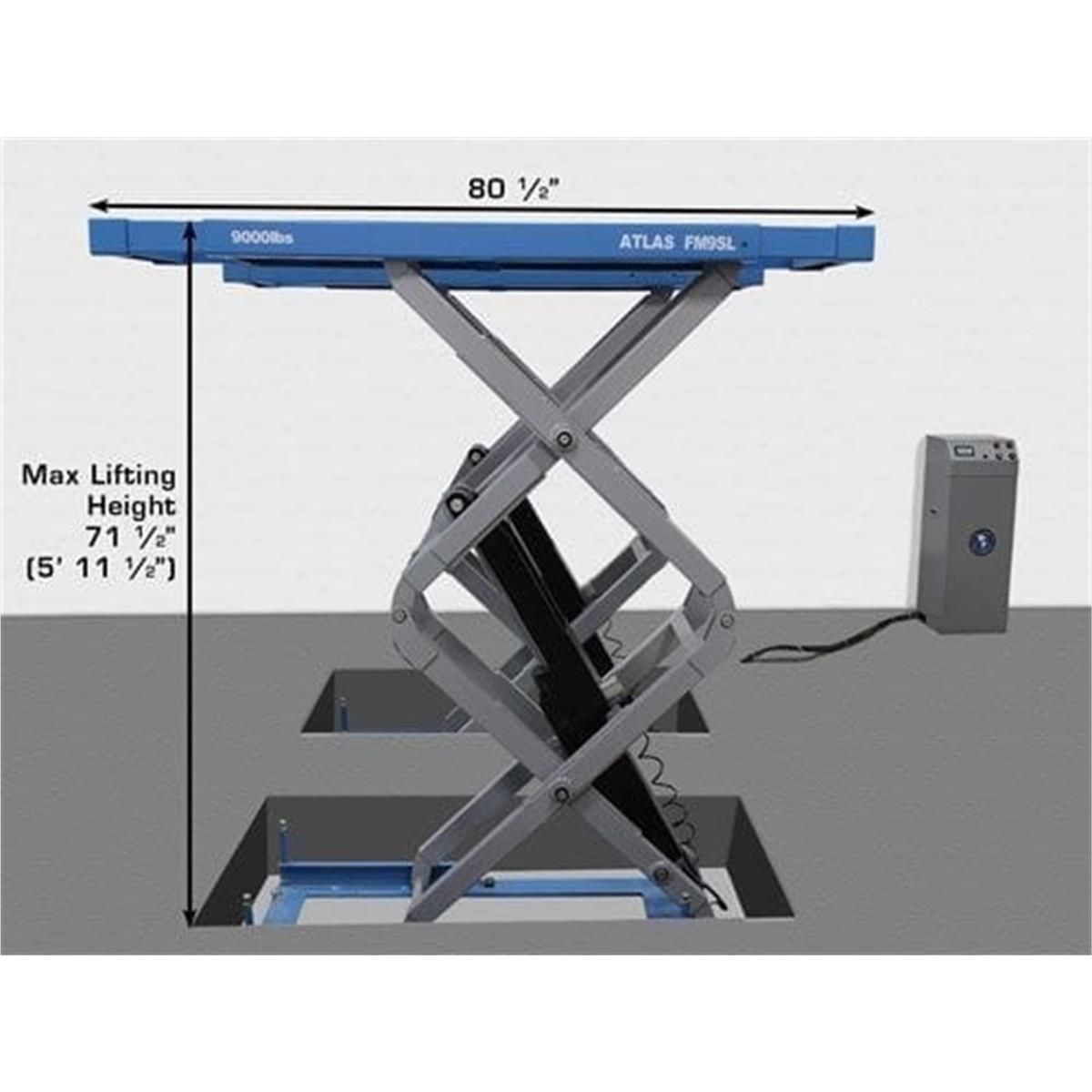 Atlas Automotive FM9SL In Ground Full Rise Scissor Lift 9,000lb Capacity