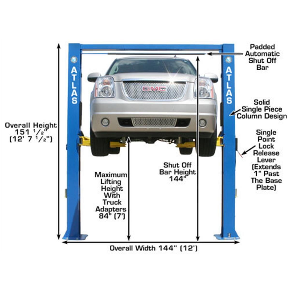 OHX10000X Commercial Grade Extra Tall 2-Post Lift 10,000 lb. Capacity