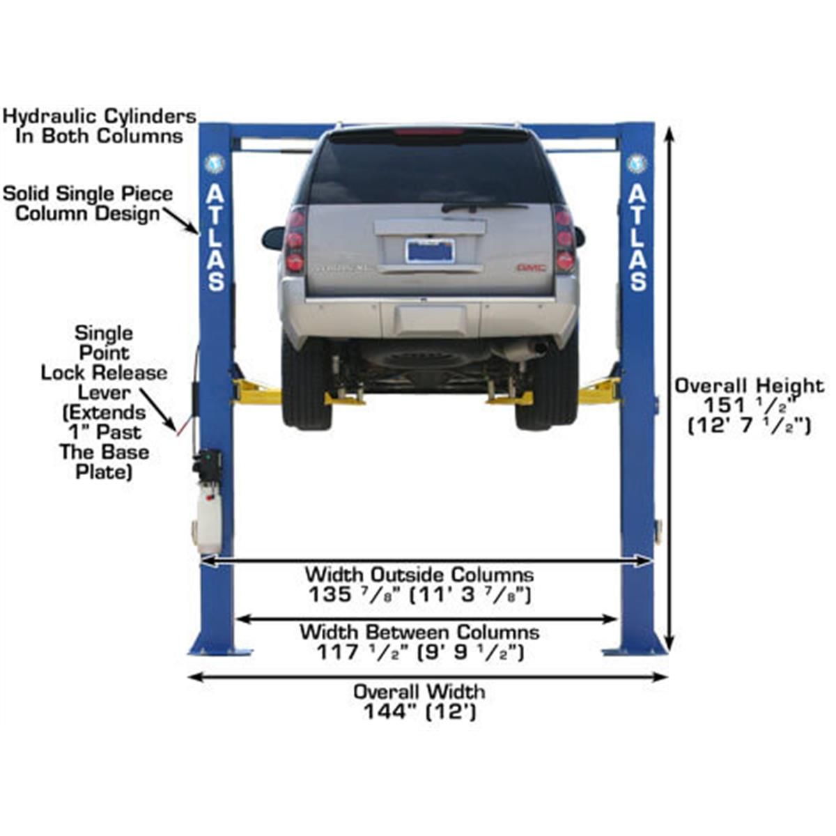OHX10000X Commercial Grade Extra Tall 2-Post Lift 10,000 lb. Capacity