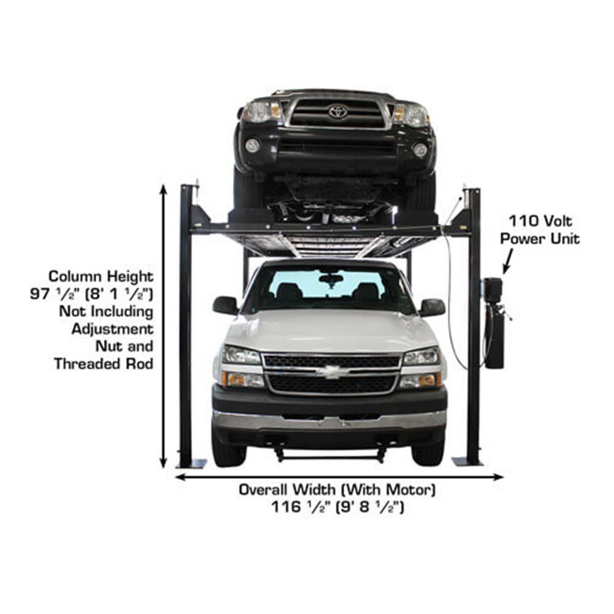 Garage PRO8000EXT Extra Tall Portable Hobbyist 4-Post Lift 8000 lb. Capacity