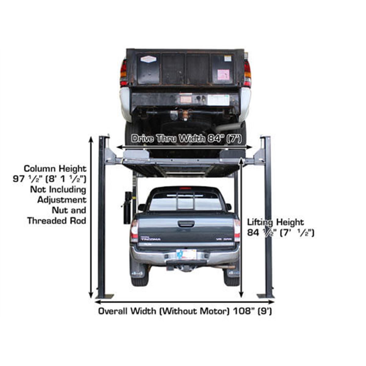 Garage PRO8000EXT Extra Tall Portable Hobbyist 4-Post Lift 8000 lb. Capacity