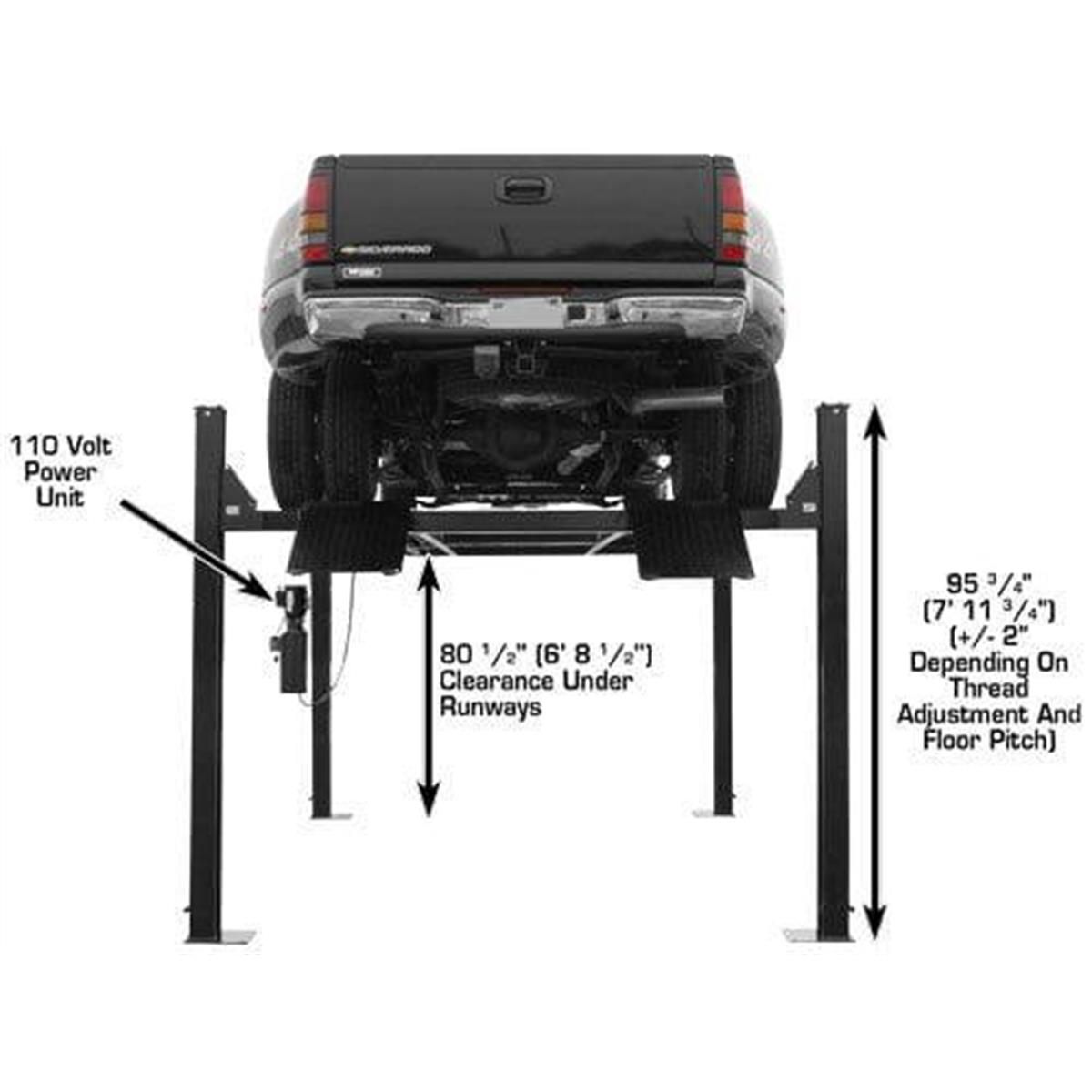 Garage PRO9000 Extra Tall, Extra Wide Portable Heavy Duty 4-Post Lift 9000 lb. Capacity
