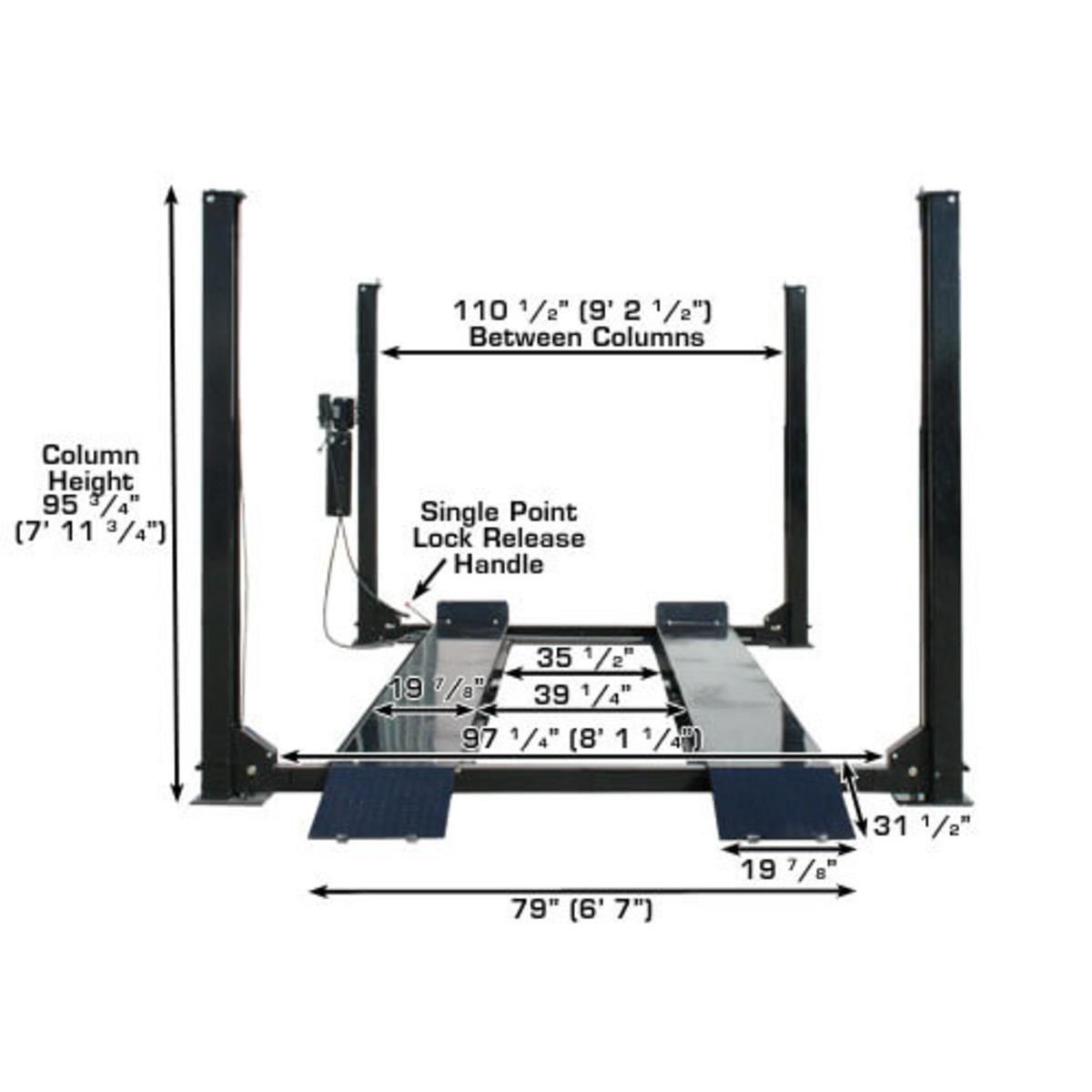 Garage PRO9000 Extra Tall, Extra Wide Portable Heavy Duty 4-Post Lift 9000 lb. Capacity
