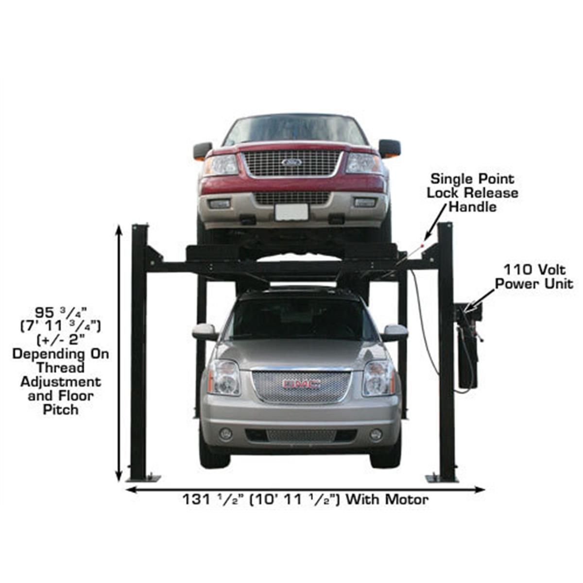 Garage PRO9000 Extra Tall, Extra Wide Portable Heavy Duty 4-Post Lift 9000 lb. Capacity