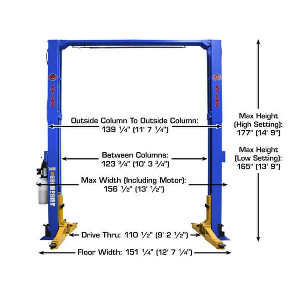 Platinum PVL12 ALI Certified Commercial Grade Overhead 2-Post Lift 12,000 lb. Capacity