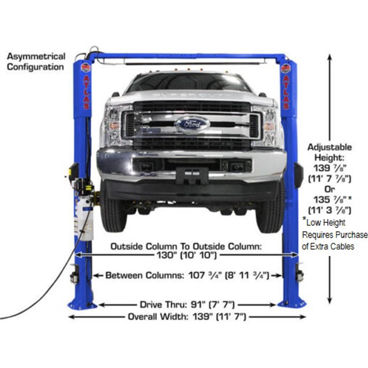 PVL10 ALI Certified 10,000 lb. Capacity 2-Post Lift