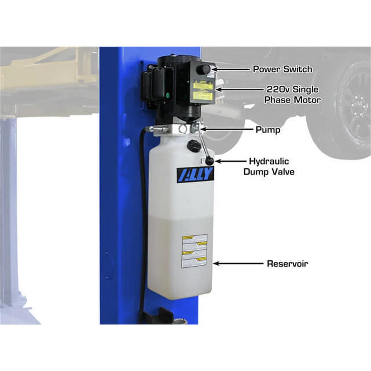 Platinum PVL9BP ALI Certified Baseplate 2-Post Lift 9,000 lb. Capacity