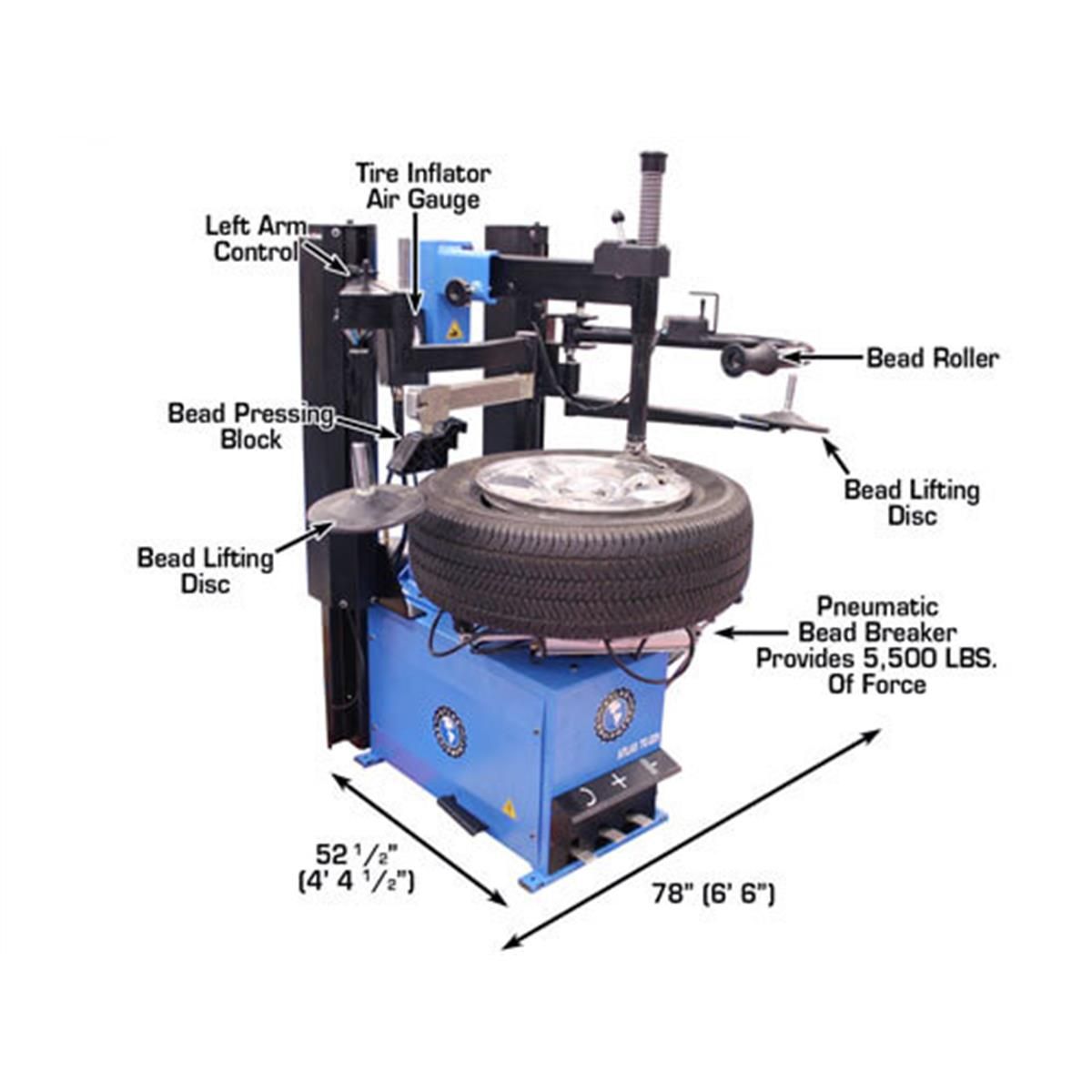 TC229DAA Rim-Clamp Tire Changer with Dual Assist Arms