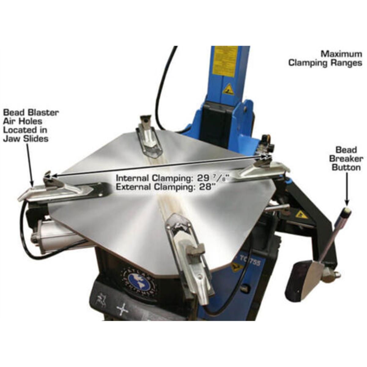 TC755 Tilt-Back Rim-Clamp Tire Changer with Beadblaster