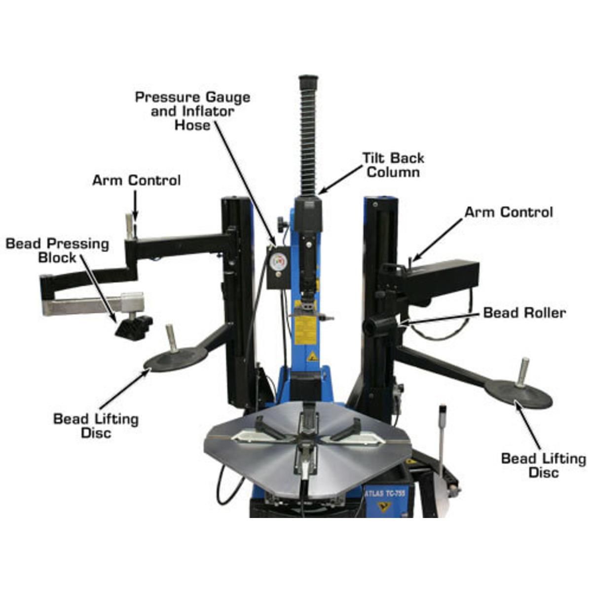 TC755DAA Wheel Clamp Tire Changer with Dual Assist Arms
