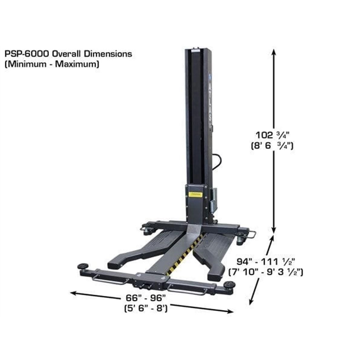 PSP-6000 6,000 lb. Capacity Portable Single Post Lift