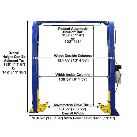 9KOHX Overhead 2-Post Lift 9,000 lb. Capacity