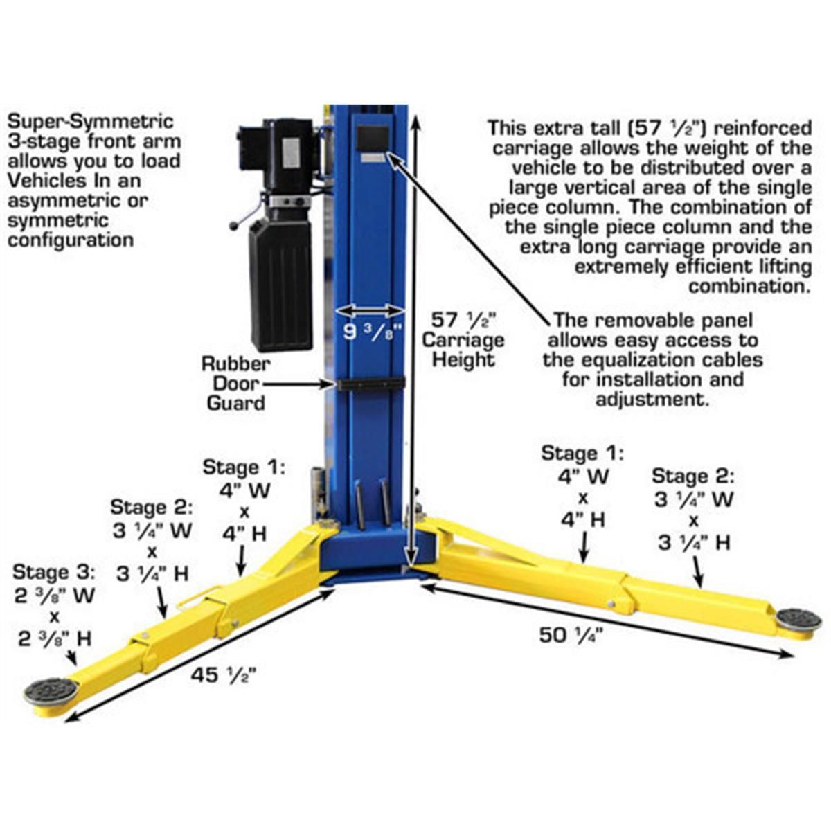 9OHSC Overhead 2-Post Lift 9,000 lb. Capacity