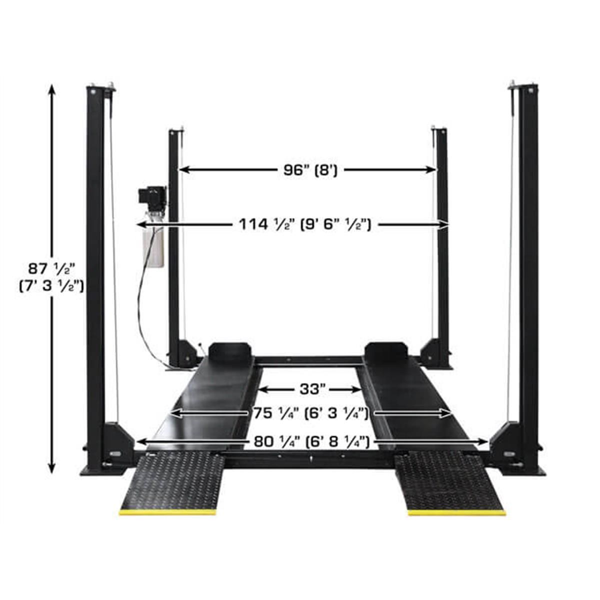 Apex 8 ALI Certified Hobbyist 4-Post Lift 8000 lb. Capacity
