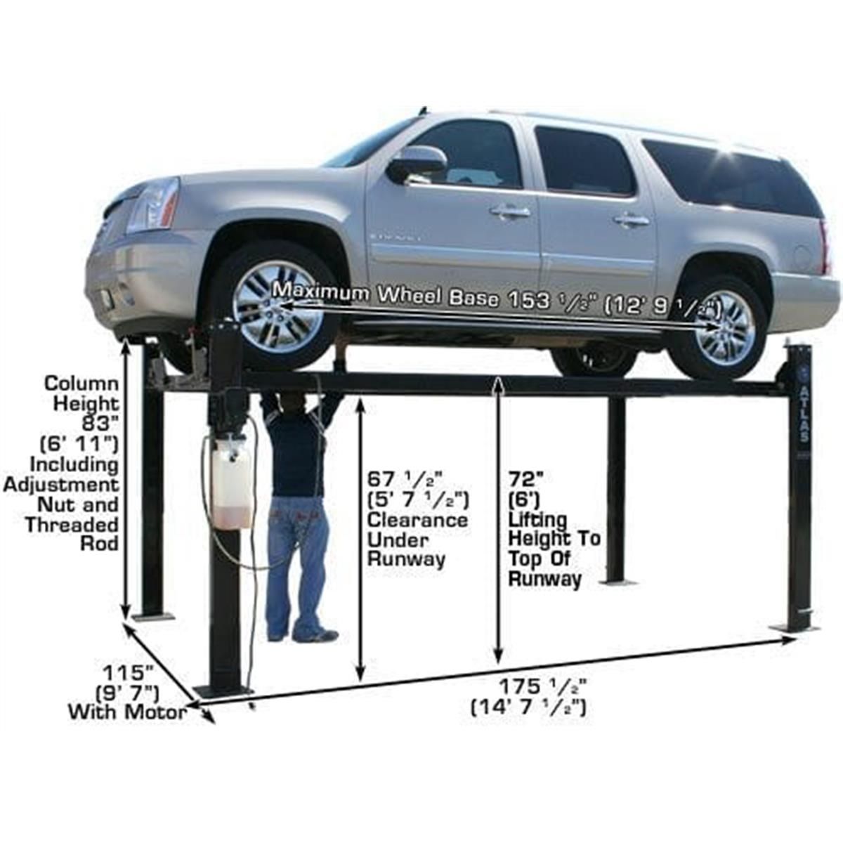 Garage PRO8000 Portable Hobbyist 4-Post Lift 8000 lb. Capacity