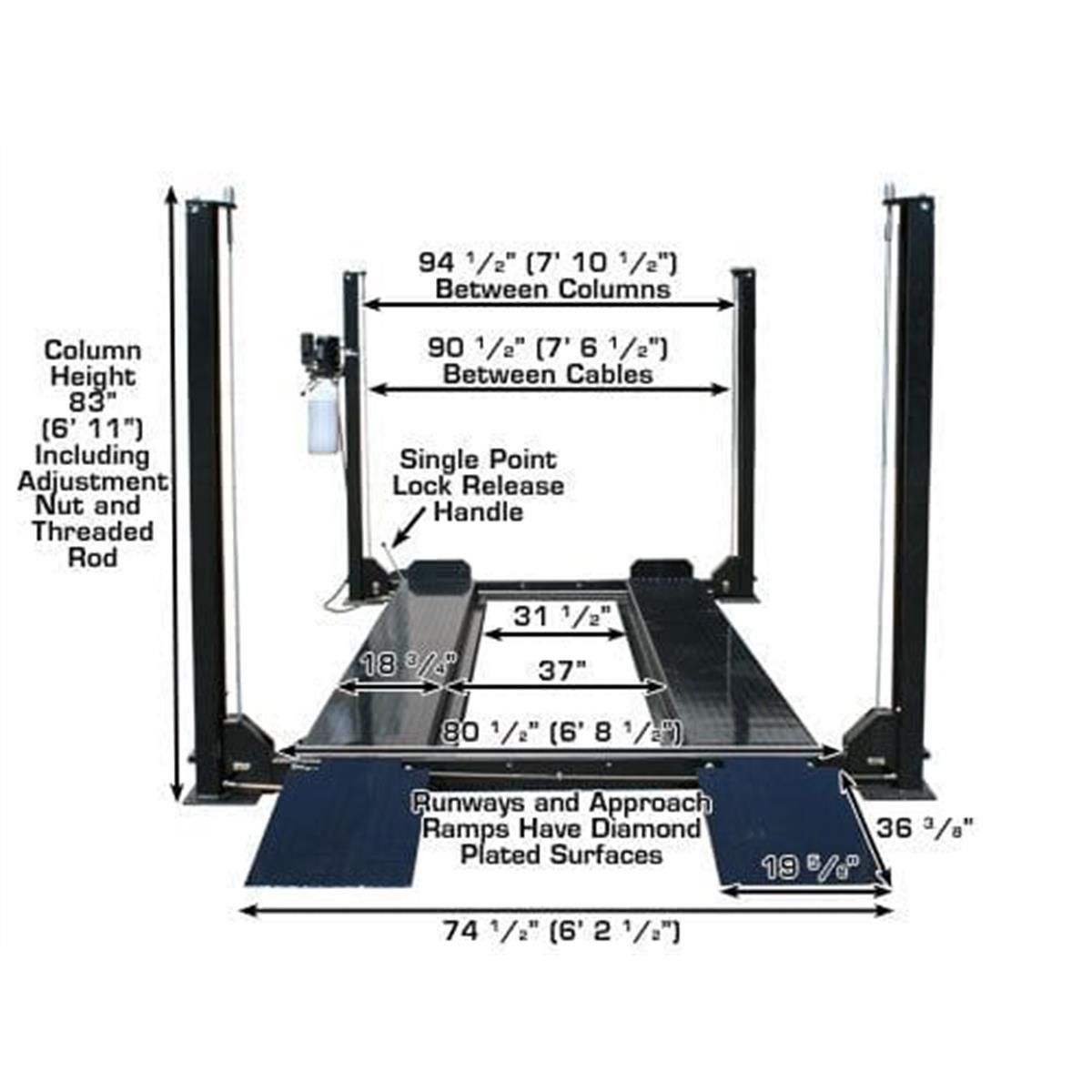 Garage PRO8000 Portable Hobbyist 4-Post Lift 8000 lb. Capacity