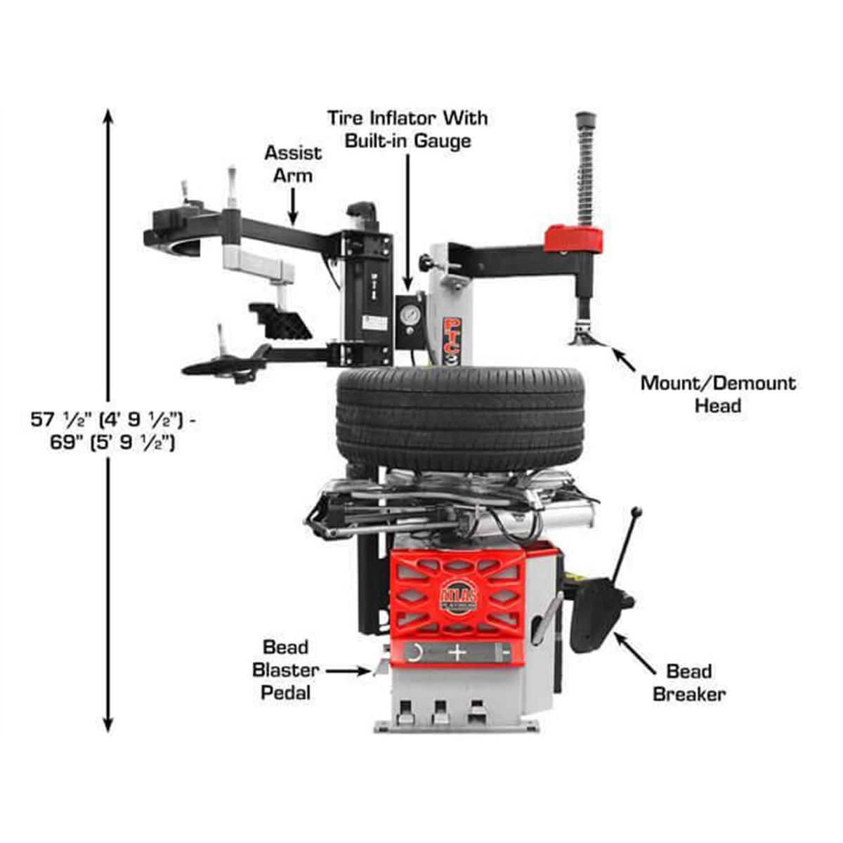 PTC300 Rim-Clamp Tire Changer with Assist Arm