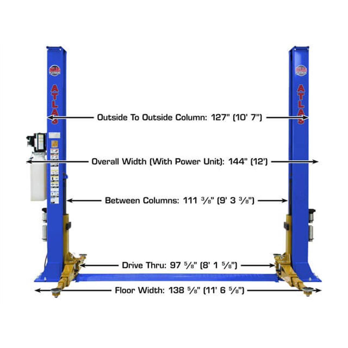 Platinum PVL9BP ALI Certified Baseplate 2-Post Lift 9,000 lb. Capacity