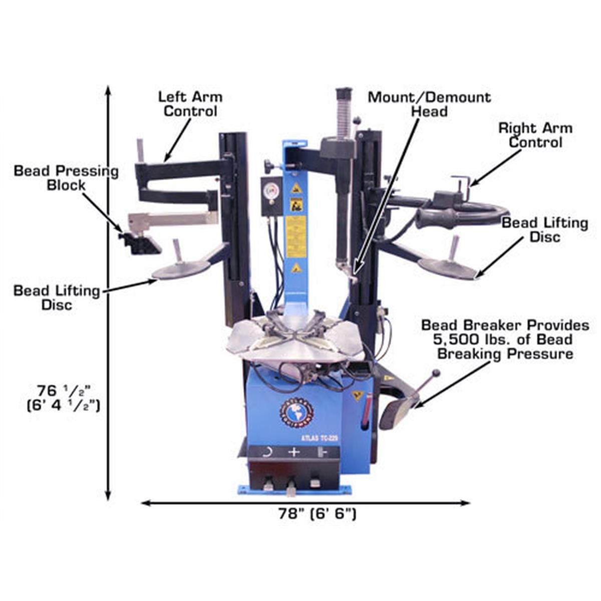 TC229DAA Rim-Clamp Tire Changer with Dual Assist Arms