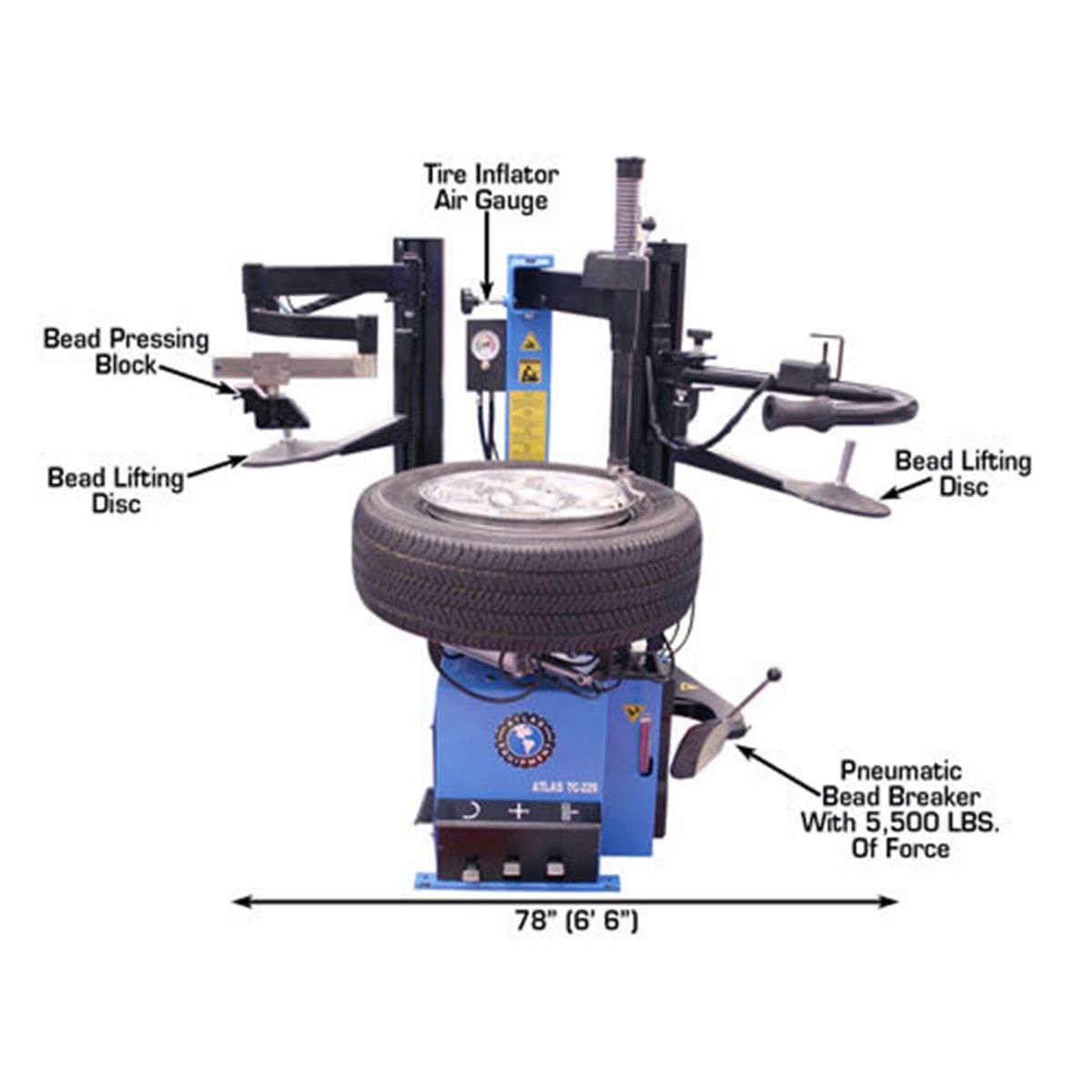TC229DAA Rim-Clamp Tire Changer with Dual Assist Arms