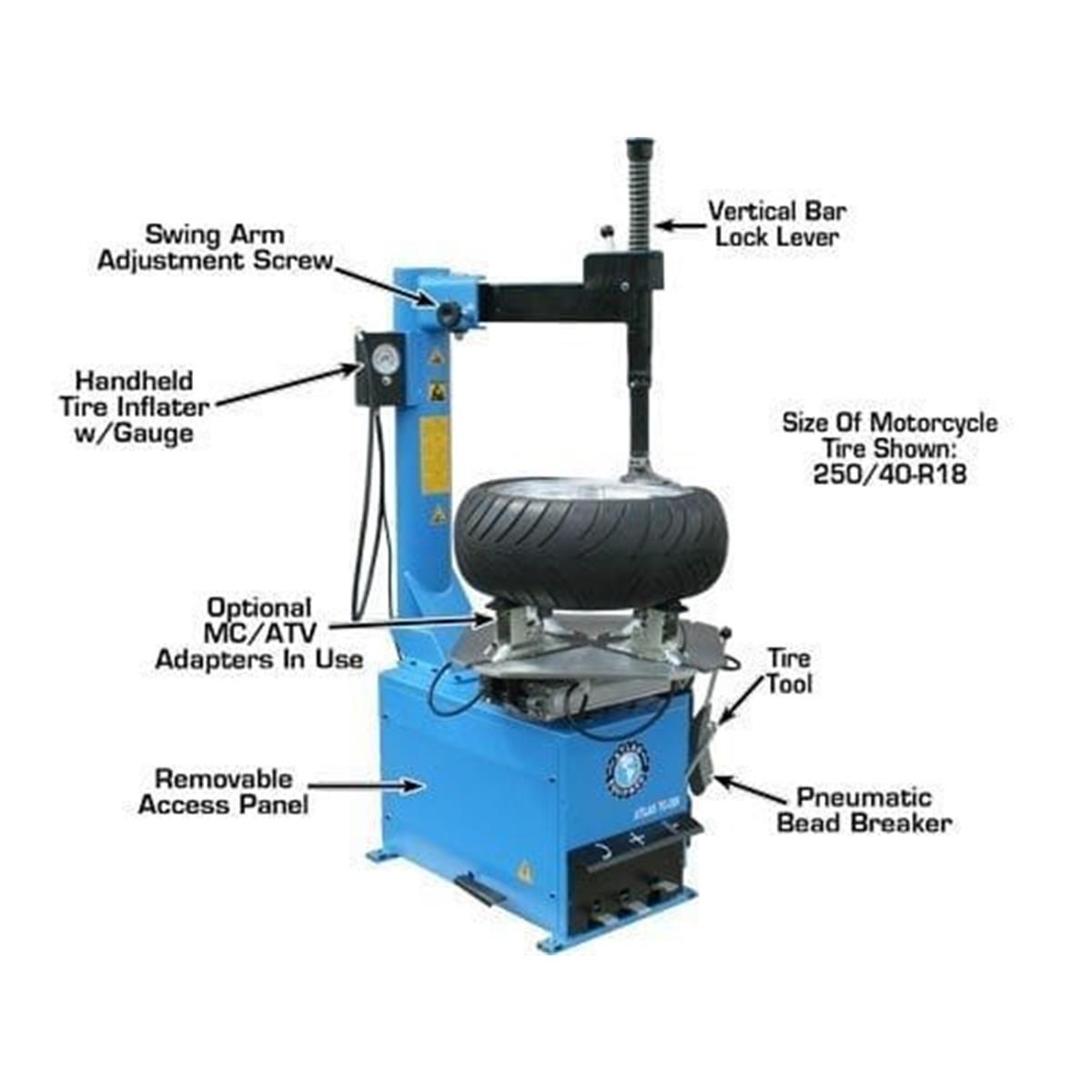 TC289LH Extra Large Rim-Clamp Tire Changer with Left Hand Assist Arm