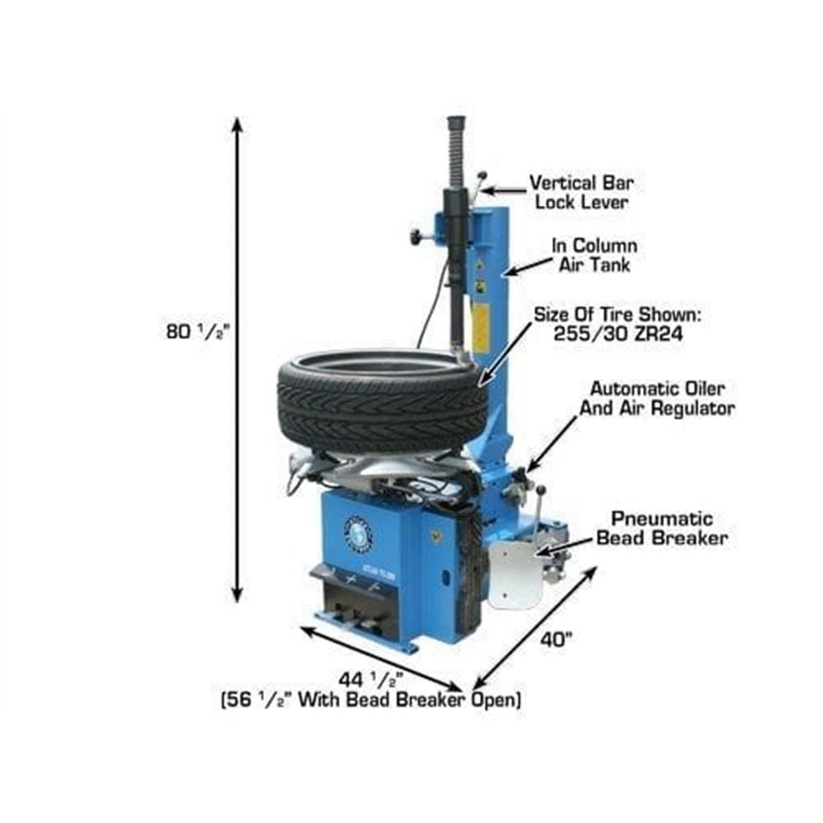 TC289LH Extra Large Rim-Clamp Tire Changer with Left Hand Assist Arm