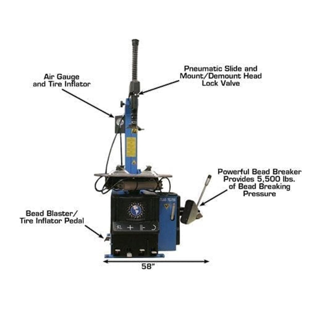 TC755 Tilt-Back Rim-Clamp Tire Changer with Beadblaster