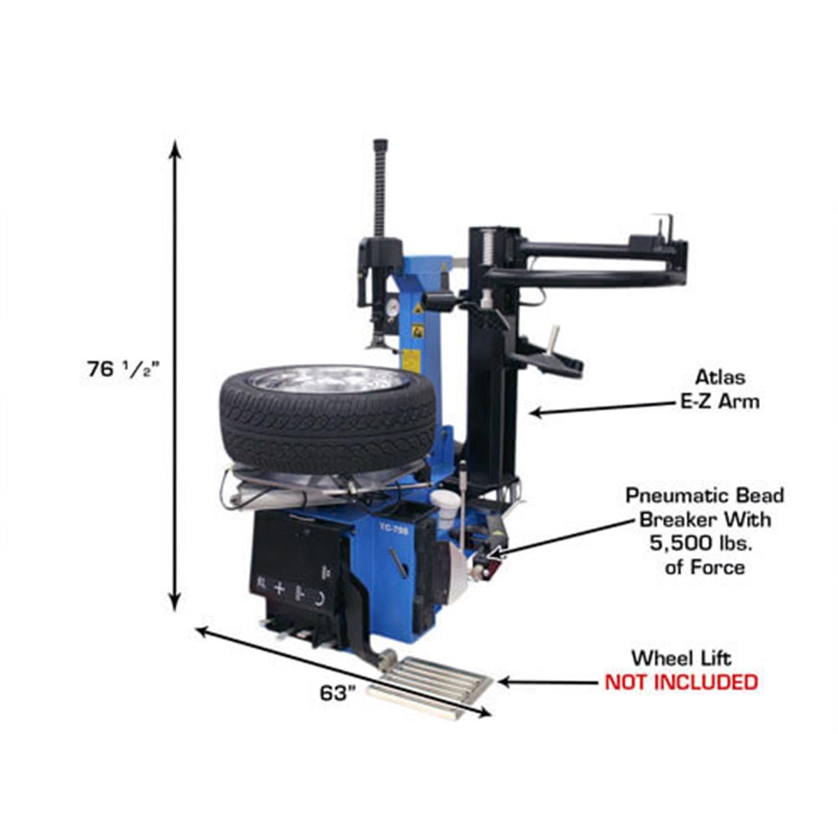 TC755EZ Tilt-Back Rim-Clamp Tire Changer with E-Z Arm