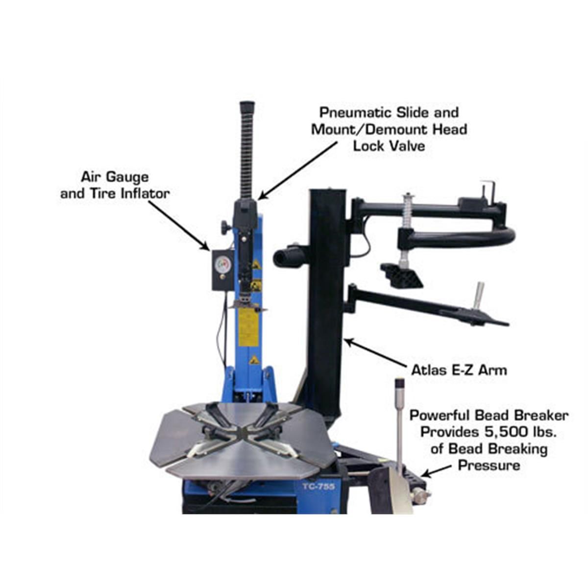 TC755EZ Tilt-Back Rim-Clamp Tire Changer with E-Z Arm